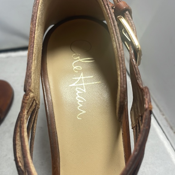 Cole Haan Verona Air T-Strap Brown Laser Cut Leather Open Toe Sandals Size 8 - Picture 10 of 13